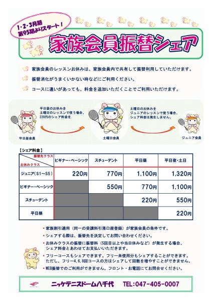 家族会員振替シェア